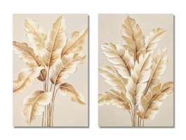 DKD Home Decor Cuadro Lienzo MDF 60x3x90 Hojas Palmera Surtido de 2