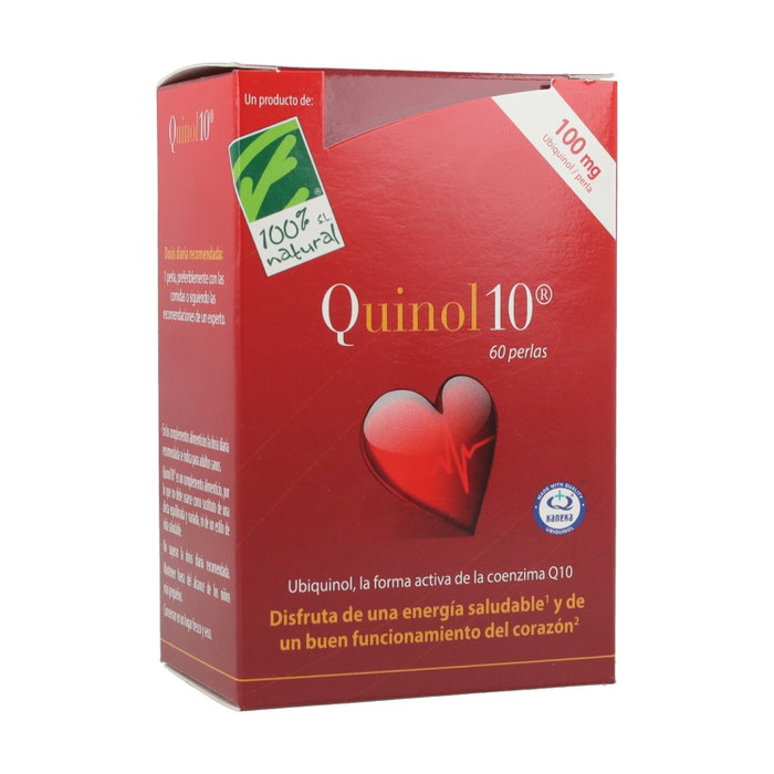 Quinol 10 100% Natural Ubiquinol 100 mg 60 perlas con Vitamina C, B1 y Zinc Quinol 10 100% Natural Ubiquinol 100 mg 60 perlas con Vitamina C, B1 y Zinc