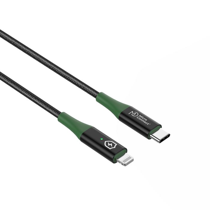 MicroConnect Cable USB-C a Lightning Smart Charge MFI 2m Negro/Verde