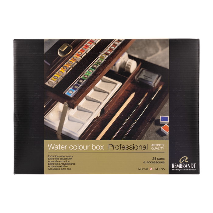 Rembrandt Set de acuarelas Professional con 28 pastillas y accesorios en caja de madera Rembrandt Set de acuarelas Professional con 28 pastillas y accesorios en caja de madera