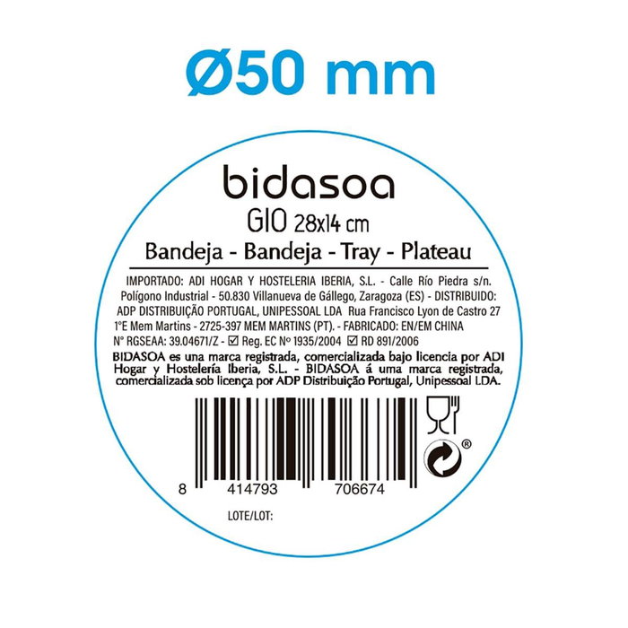 Bandeja Rectangular Cerámica Gio Bidasoa 28x14 cm (16 Unidades) Bandeja Rectangular Cerámica Gio Bidasoa 28x14 cm (16 Unidades)