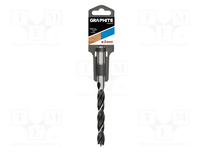 GRAPHITE Broca para madera de 3 mm y 60 mm de longitud GRAPHITE Broca para madera de 3 mm y 60 mm de longitud