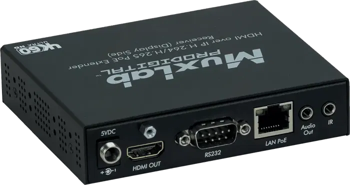 MUXLAB Receptor HDMI H.264/H.265 PoE para Extensión de Señal HDMI sobre IP hasta 100m