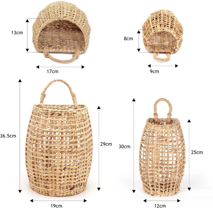 DKD Home Decor Set de 2 Cestas de Pared Marrón 19x13x30 cm