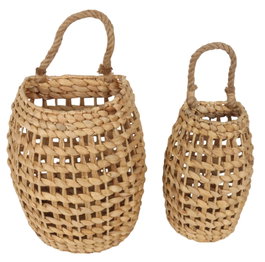 DKD Home Decor Set de 2 Cestas de Pared Marrón 19x13x30 cm