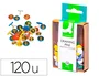 Q-connect Chinchetas de cabeza plana plastificadas, colores surtidos