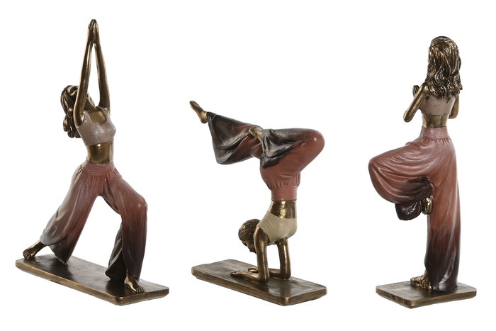 DKD Home Decor Figuras de Chica Yoga en Resina (Pack de 3) - Rosa Oscuro y Dorado DKD Home Decor Figuras de Chica Yoga en Resina (Pack de 3) - Rosa Oscuro y Dorado