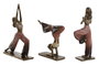 DKD Home Decor Figuras de Chica Yoga en Resina (Pack de 3) - Rosa Oscuro y Dorado