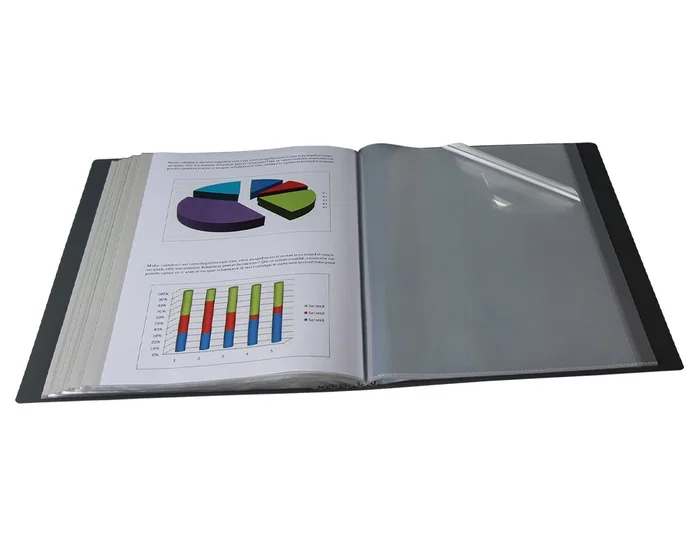 Liderpapel Carpeta 60 Fundas Canguro PP DIN A4 Negro Opaco Portada y Lomo Personalizable