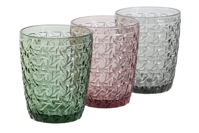 DKD Home Decor Set de 6 Vasos de Cristal con Relieve 240ml Surtido