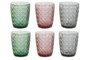DKD Home Decor Set de 6 Vasos de Cristal con Relieve 240ml Surtido