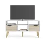 TVILUM 7539149AK Mueble TV Blanco/Roble con 4 Nichos y 2 Cajones - 117,2 x 39,1 x 57,4 cm