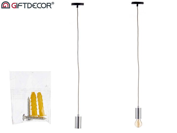 Giftdecor Lámpara Colgante Acero Plata 10 x 10 x 94.5 cm (Set de 12)