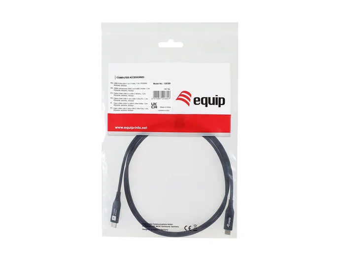 EQUIP Cable USB-C a USB-C Slim PD240W 1,2 m Negro