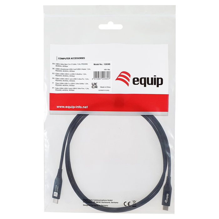 Equip Cable USB4 Gen 3x2 USB-C a USB-C 1,2 m Negro, 240W PD
