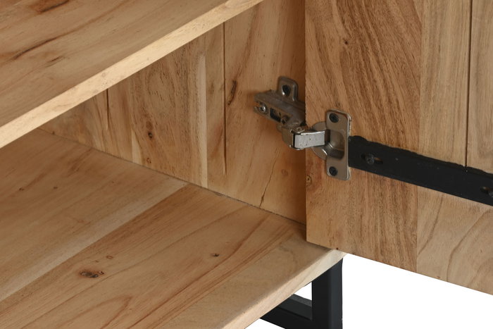 DKD Home Decor Armario Moderno Marron Acacia y Metal 40 x 161 x 90 cm con 2 Puertas y 3 Estanterías