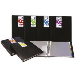 Grafoplás Carpeta Espiral A4, 20 Fundas Extraíbles Sistema In & Out, PP Translúcido Rígido, 5 Separadores, Negro (Set de 4) (Set de 4)