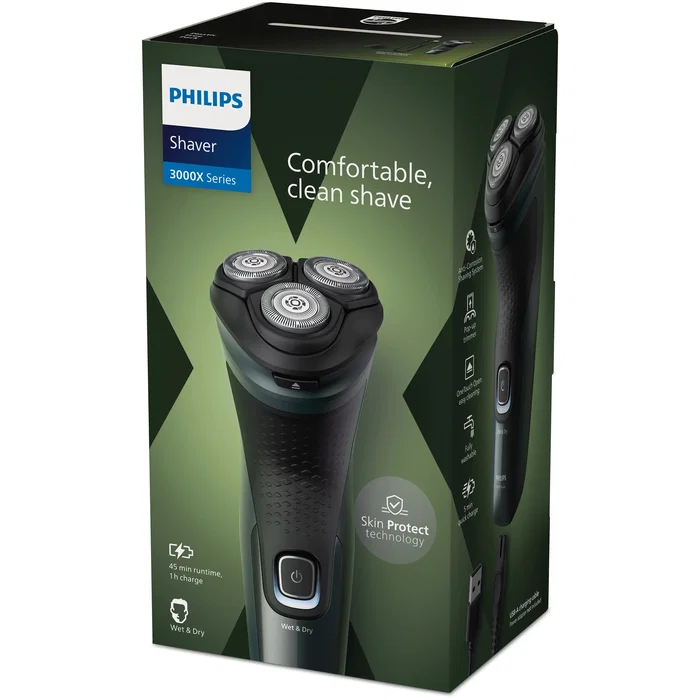 Philips Shaver Serie 3000X X3052 Negro y Verde Philips Shaver Serie 3000X X3052 Negro y Verde