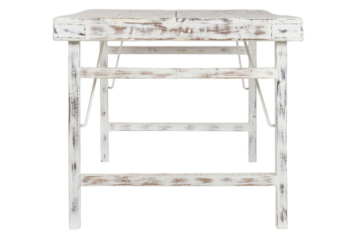 DKD Home Decor Mesa de Comedor Plegable de Madera Reciclada Blanco DKD Home Decor Mesa de Comedor Plegable de Madera Reciclada Blanco