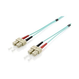 EQUIP 255329 Cable de Red Patchcord SC a SC Duplex OM3 Multimodo 0.5m Turquesa