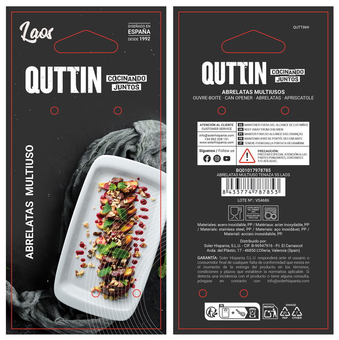 Quttin Abrelatas Multiuso Tenaza Acero Inoxidable 20 cm (24 Unidades) Quttin Abrelatas Multiuso Tenaza Acero Inoxidable 20 cm (24 Unidades)