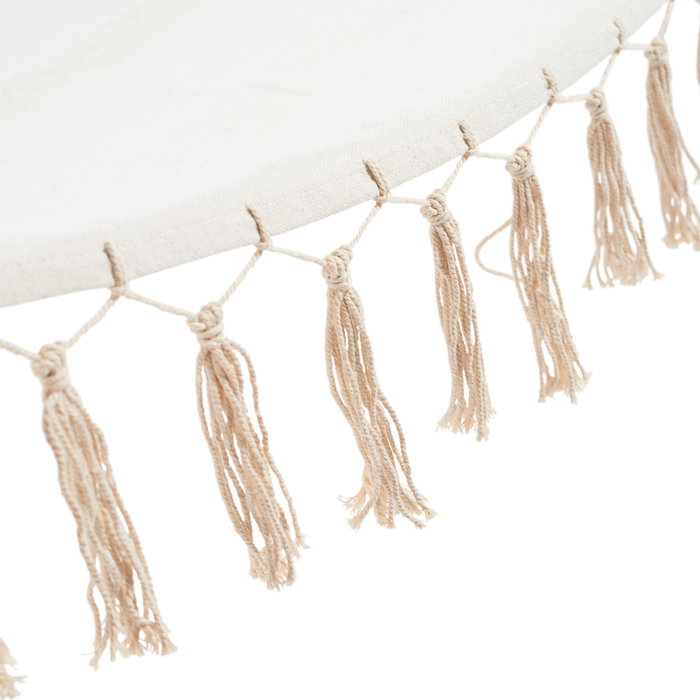 Outfit Hamaca de Polialgodón Blanca con Flecos 200x80 cm y Barra de Madera