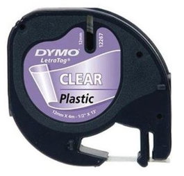 DYMO Pack de 10 cintas LetraTag plástico negro/blanco 12mm x 4m