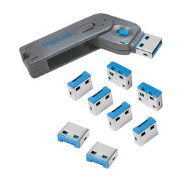 LogiLink Port Blocker USB-A con 1 llave y 8 cerraduras