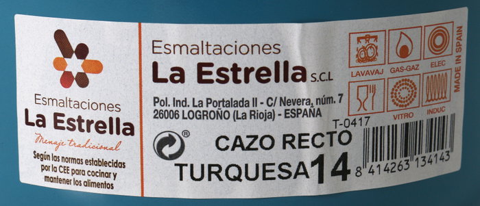 La Estrella Cazo Recto Turquesa 14 cm - Ancho 15,2 cm, Alto 7,1 cm, Largo 28,7 cm (6 Unidades)