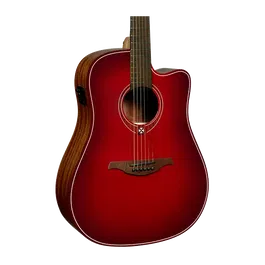 LAG Guitarra Acústica Electroacústica Dreadnought A/E Cutaway Edición Limitada Red Burst
