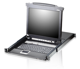 ATEN CL5708N Switch KVM con Pantalla LCD de 19 pulgadas, 8 Puertos, VGA, USB/PS2, Negro