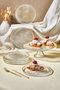 Hermia Set de Platos de Postre de Vidrio Transparente 21 cm, Soporte 28 cm