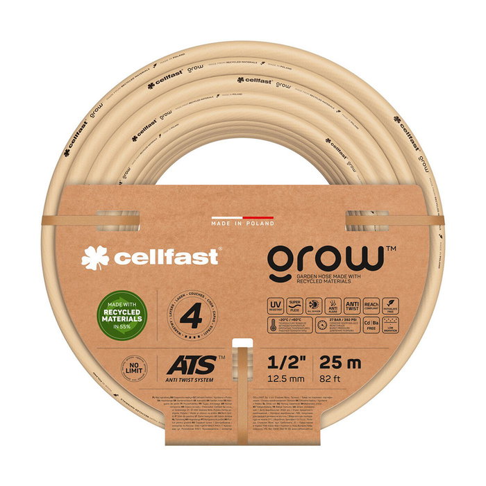 Cellfast Manguera de jardín Grow de 12,5 mm, 1/2 pulg, 15 m