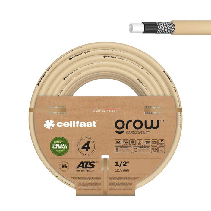 Cellfast Manguera de Jardín Grow Ø12,5 mm, ½ pulg, 15 m - 4 Capas, Resistente UV y Algas Cellfast Manguera de Jardín Grow Ø12,5 mm, ½ pulg, 15 m - 4 Capas, Resistente UV y Algas