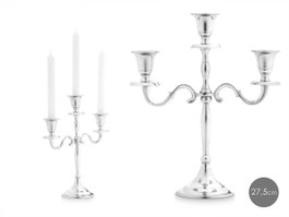 GIFTDECOR Candelabro de 3 velas Plateado 28cm