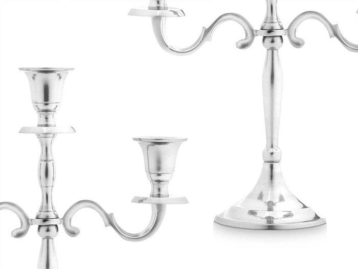 GIFTDECOR Candelabro de 3 velas Plateado 28cm GIFTDECOR Candelabro de 3 velas Plateado 28cm