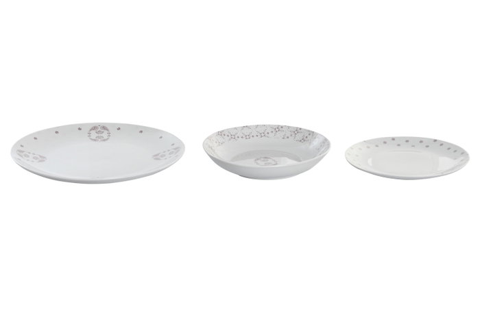 DKD Home Decor Set de Vajilla Pixel Love 18 Piezas Rosa y Blanco DKD Home Decor Set de Vajilla Pixel Love 18 Piezas Rosa y Blanco