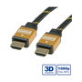 ROLINE Cable HDMI 11.04.5510 High Speed 20m con Ethernet, Chapado en Oro, Negro, Soporta 1080p