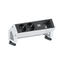 Bachmann Desk2 Regleta con 2 tomas Schuko y 1 módulo personalizado RAL9010