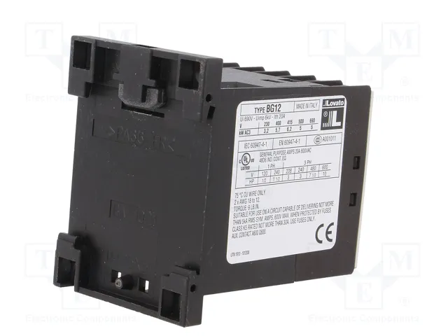 LOVATO ELECTRIC Contactor BG 3-polar 12A 24VAC