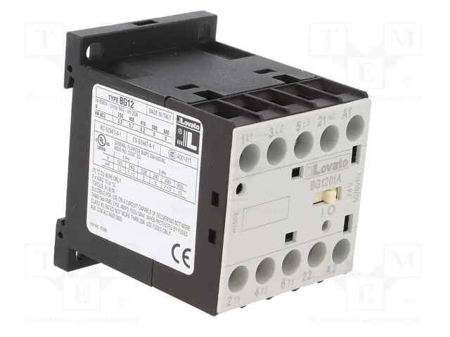 LOVATO ELECTRIC Contactor BG 3-polar 12A 24VAC