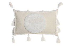 DKD Home Decor Cojín de Poliéster Crudo con Aplicaciones
