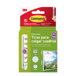 3M Command Tiras para Colgar Cuadros Estrechas 17207, 4 Pares, Carga Máx. 5.4 kg