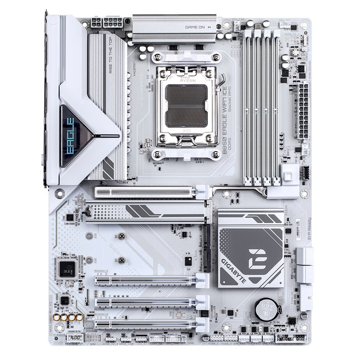 Gigabyte B850 Eagle ICE Placa Base ATX AM5 - AMD B850, Wi-Fi 7, PCIe 5.0, DDR5 hasta 8200 MHz, 2.5 GbE LAN, USB 3.2 Gen 2, Blanco