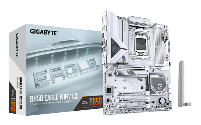 GIGABYTE B850 EAGLE WIFI7 ICE Placa base para AMD Ryzen serie 9000, DDR5, Wi-Fi 7, LAN 2.5 GbE, ATX GIGABYTE B850 EAGLE WIFI7 ICE Placa base para AMD Ryzen serie 9000, DDR5, Wi-Fi 7, LAN 2.5 GbE, ATX