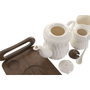 DKD Home Decor Set de Café de 6 Piezas de Porcelana y Bambú Blanco