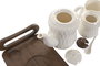 DKD Home Decor Tazas de Café Porcelana Bambú Blanco Marrón Oscuro 20 x 19 x 28 cm Set de 6