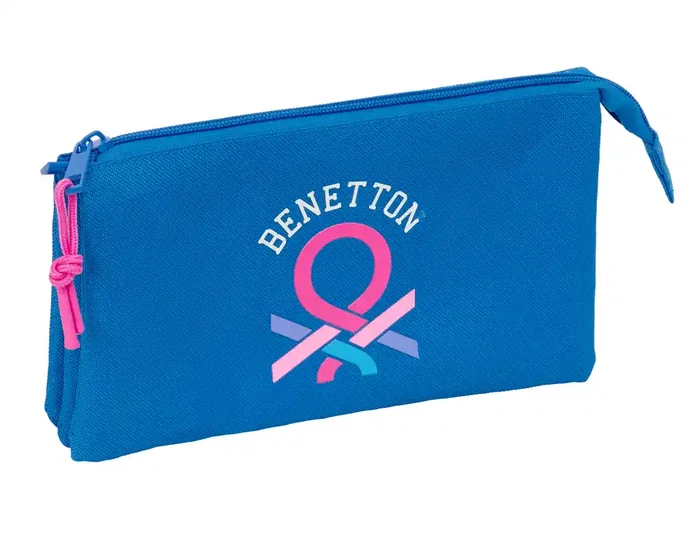 Safta Estuche Portatodo Triple Cremallera Colección Benetton Basic - Dimensiones 120x220x30 mm Safta Estuche Portatodo Triple Cremallera Colección Benetton Basic - Dimensiones 120x220x30 mm