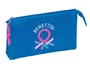 Safta Estuche Portatodo Triple Cremallera Colección Benetton Basic - Dimensiones 120x220x30 mm