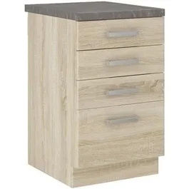 LASSEN Mueble Bajo 4 Cajones con Encimera Acabado Roble Sonoma L 40 x P 51,6 x H 85 cm